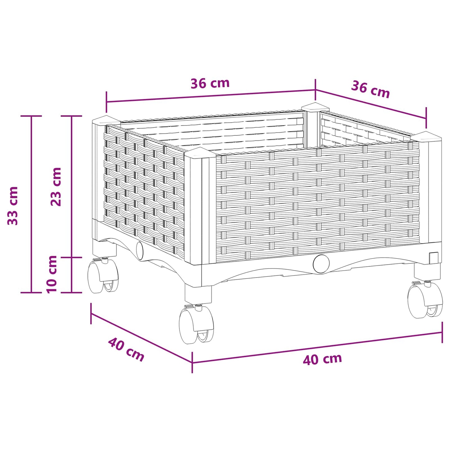 Gartenpflanzer 40 X 40 X 33 Cm Pp Weiß