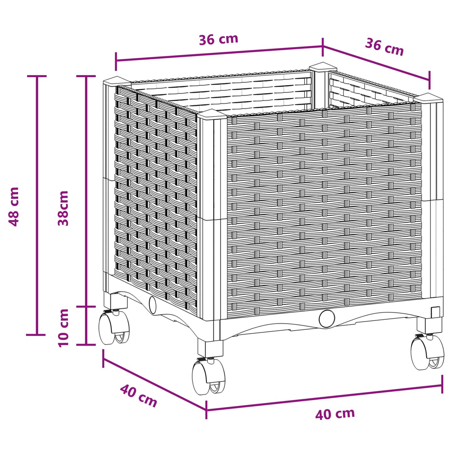 Gartenpflanzer 40 X 40 X 44 Cm Pp Braun