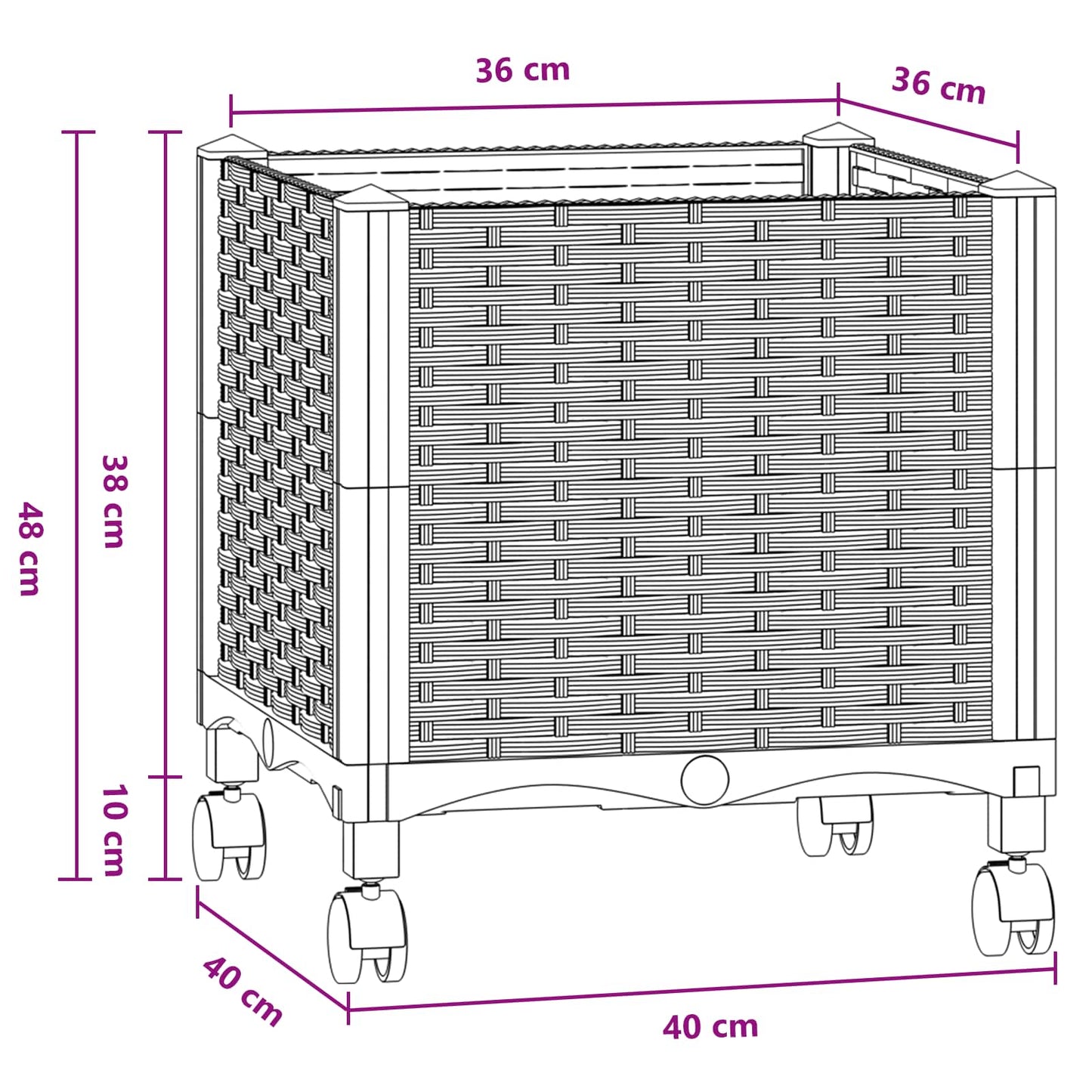 Gartenpflanzer 40 X 40 X 48 Cm Pp Blaugrau