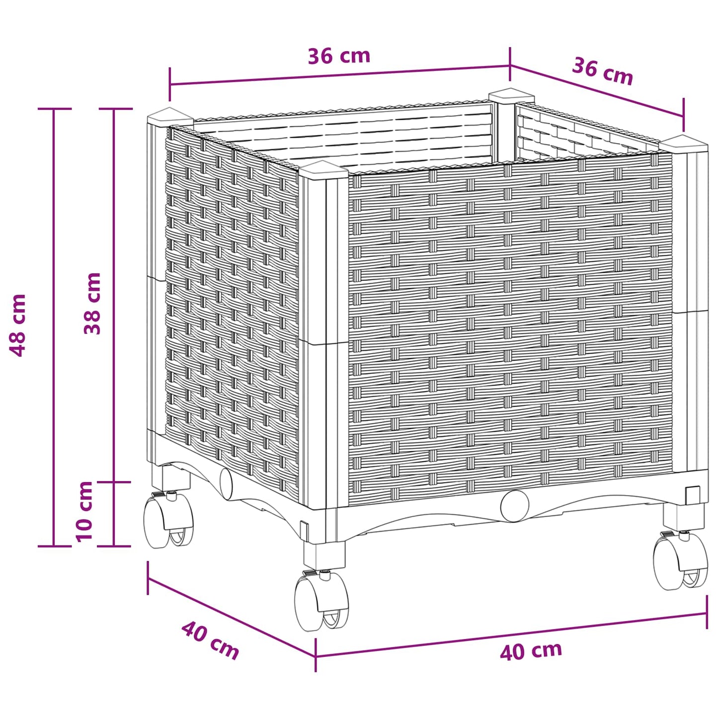 Gartenpflanzer 40 X 40 X 48 Cm Pp Weiß