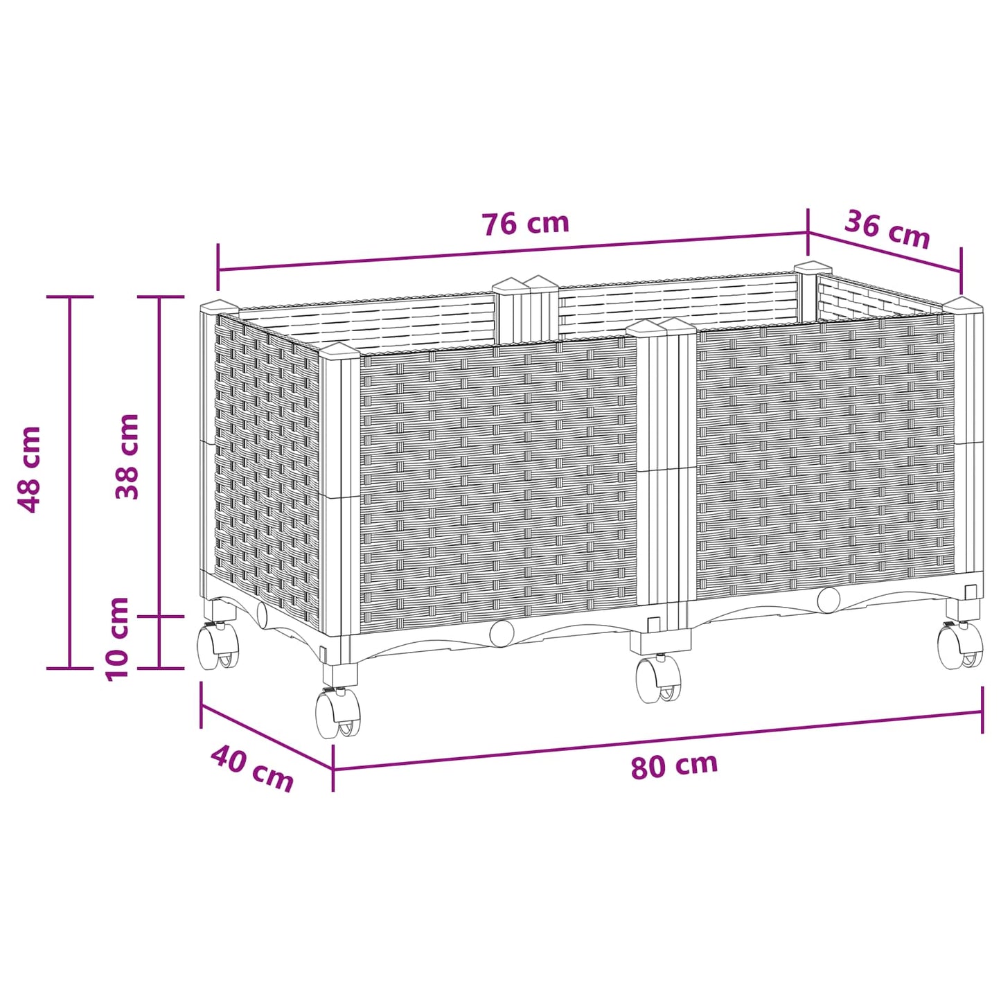 Gartenpflanzer 80 X 40 X 48 Cm Pp Weiß