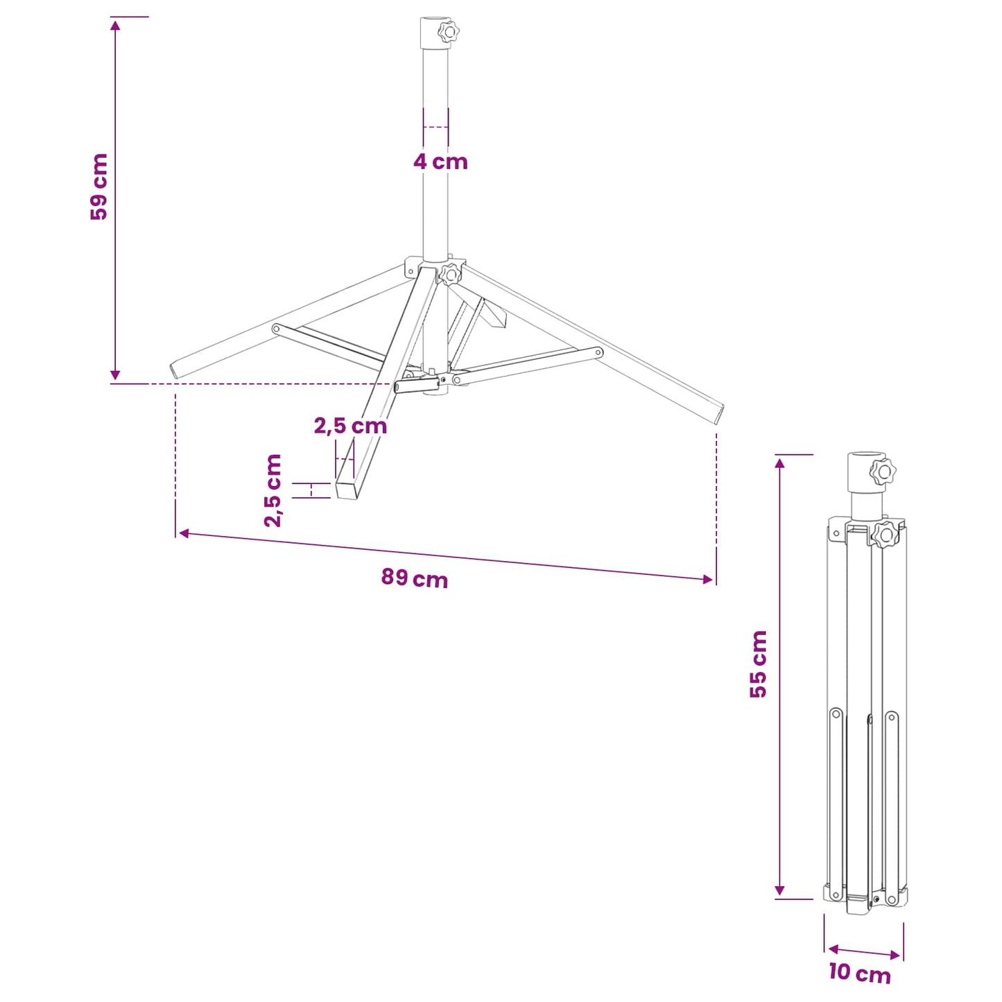 Sonnenschirmständer Weiß Stahl Für 25-32 Mm Mast