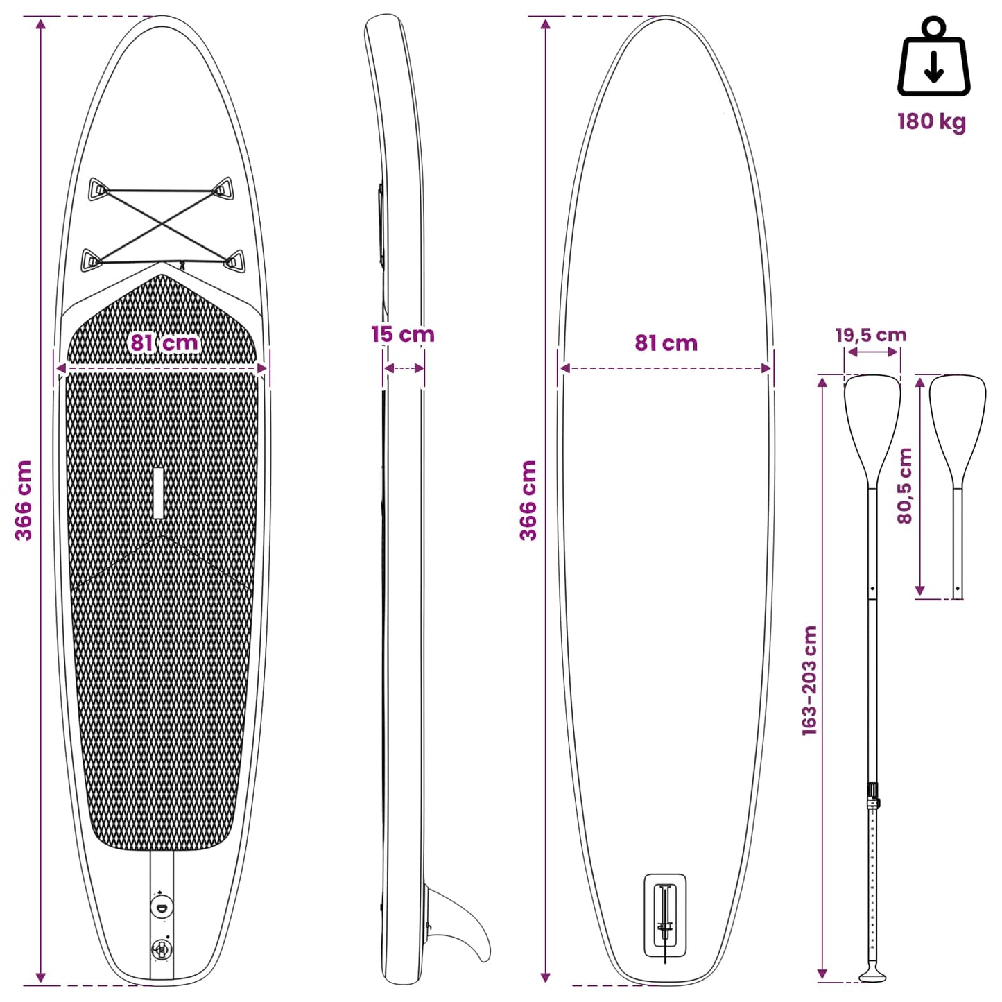 Sup Board Mit Sitz 2-In-1 Apex 366 X 81 X 15 Cm Blau Für