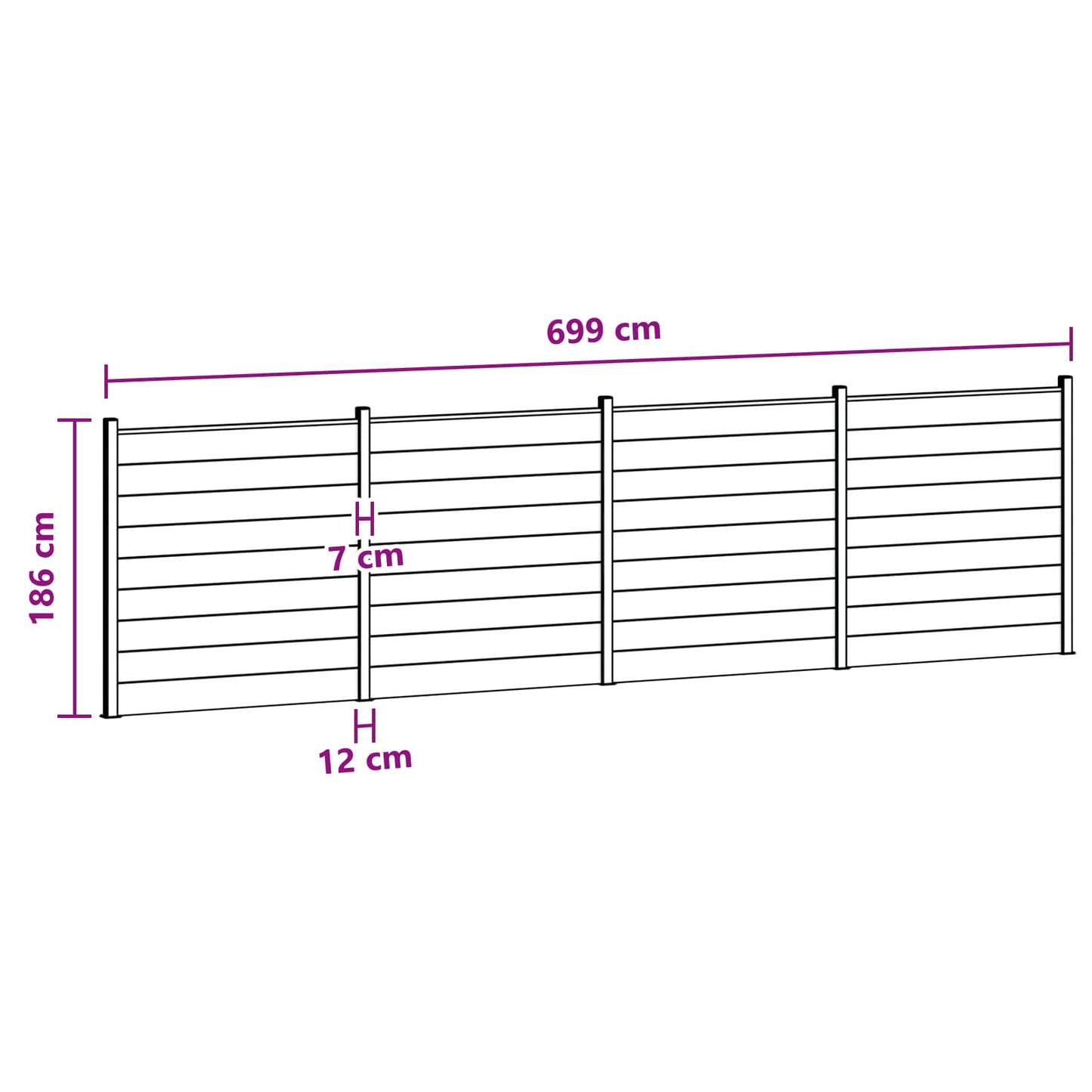 Zaunset 4 Pcs 699 X 186 Cm Wpc Und Aluminium Braun
