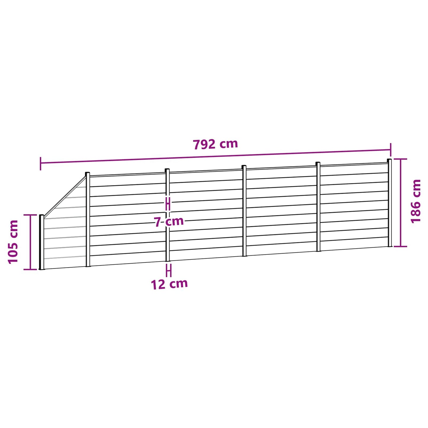 Zaunset 5 Pcs 792 X 186 Cm Wpc Und Aluminium Braun
