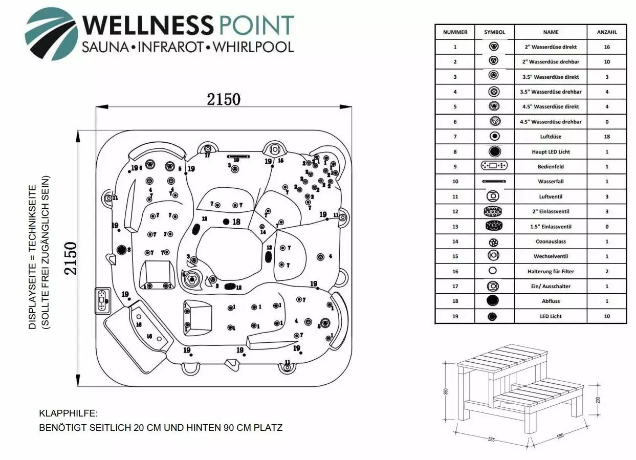 American Outdoor-Whirlpool Torina Sterling Silver / Grey Swim Spa 215x215 cm