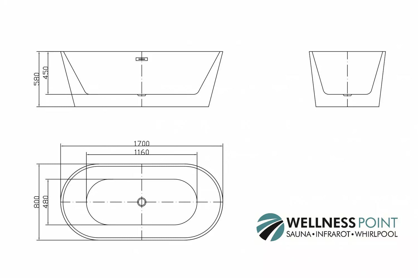 Badewanne Lugano 170x80 cm