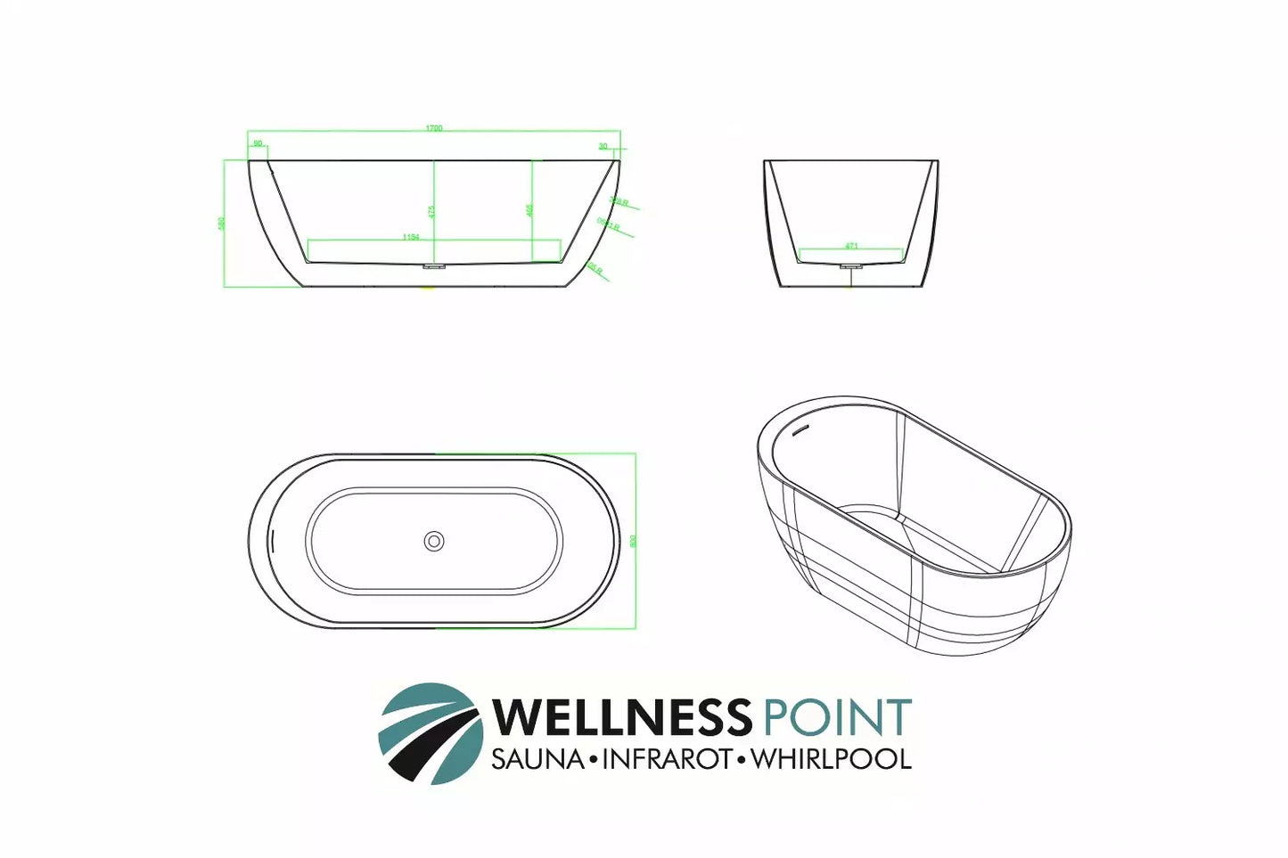 Badewanne Reno 170x80 cm