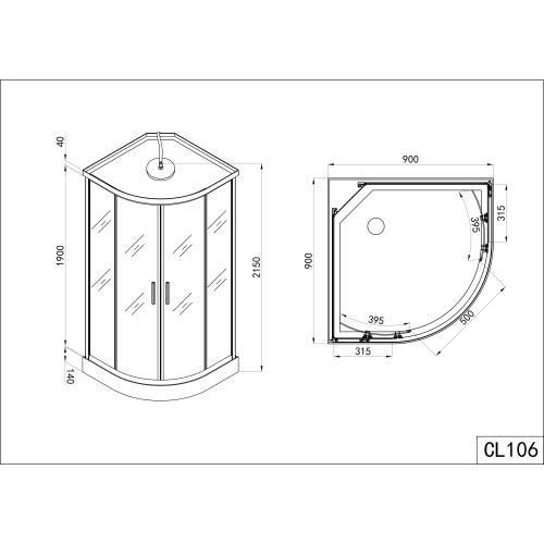 Sanotechnik Duschkabine Komplettduschkabine SCALA weiß 90x90x215cm Quickline