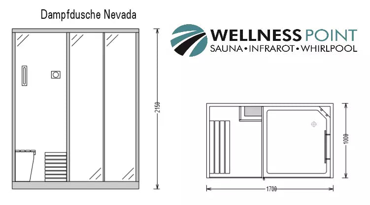 Dampfdusche Nevada inkl. Saunafunktion Sauna 170x100 cm