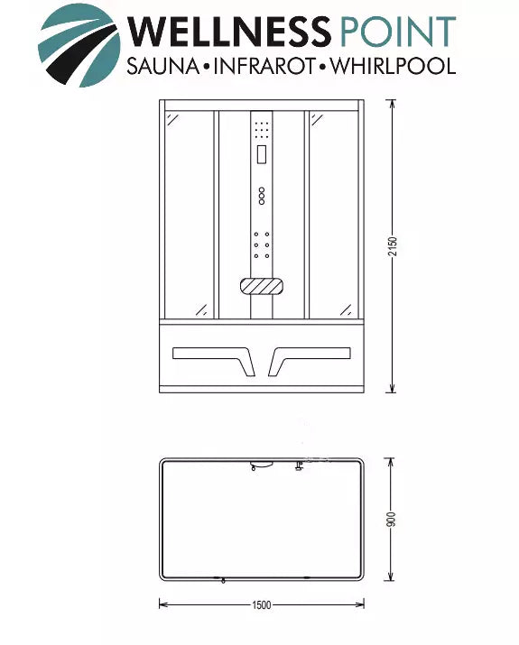 Dampfdusche San Diego inkl. Whirlpool 150x90 cm