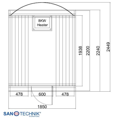 Sanotechnik NYBORG L Außensauna für 6 Personen Sauna Fasssauna 194,2x244,9x194,9 cm