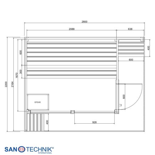 Sanotechnik NORA XL Außensauna für 4-5 Personen Sauna 280x220x220 cm