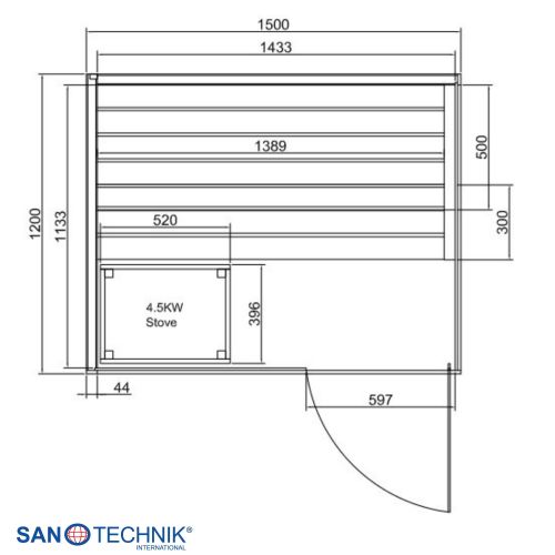 Sanotechnik FALUN L Sauna für 2-3 Personen 150x120x200 cm