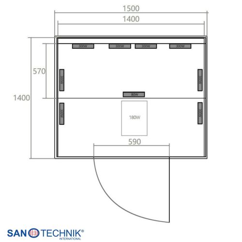 Sanotechnik OSLO Infrarotkabine für 2 Personen 150x150x200 cm