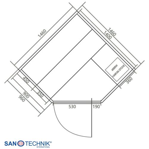 Sanotechnik TALLINN Finnische Sauna für 3 Personen 150x150x200 cm