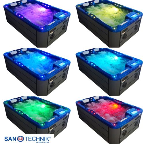 Sanotechnik MODENA OUTDOOR Whirlpool blue marble inkl. Abdeckung 205x130x70 cm