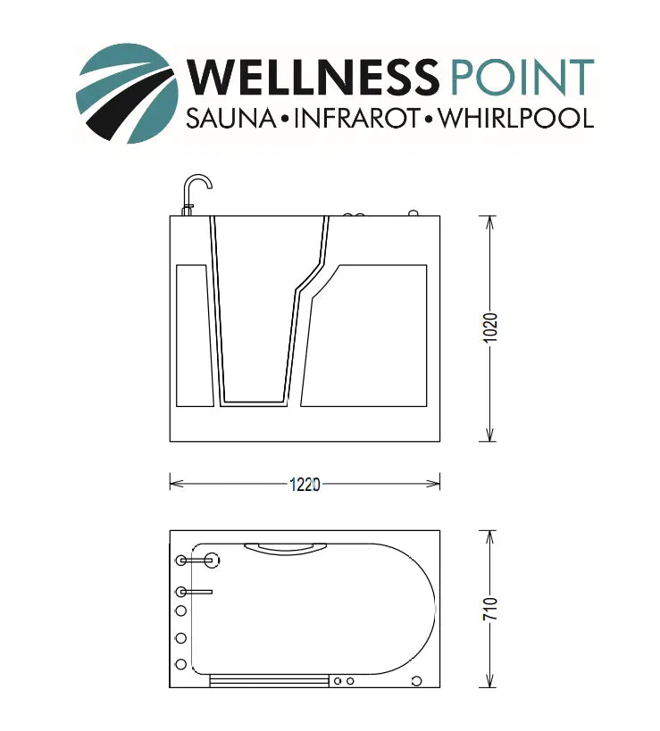 Seniorenbadewanne Siena I Badewanne 122x71 cm