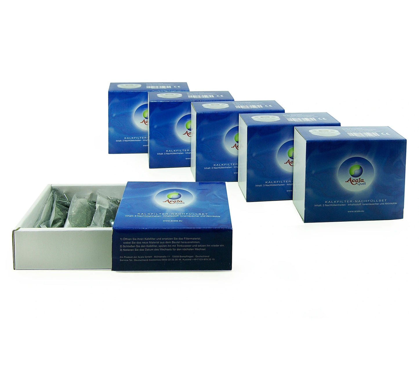 Ersatz-Granulat für Kalk-Zusatzfilter für AcalaQuell® Smart/Luna/Grande/Advanced | 5+1 Set (18 Päckchen)