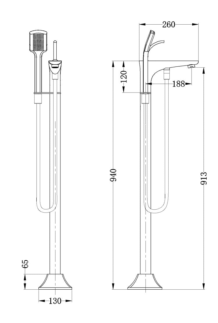 StoneArt Brez 730655-S schwarz 94 cm matt (Standarmatur für Badewannen)
