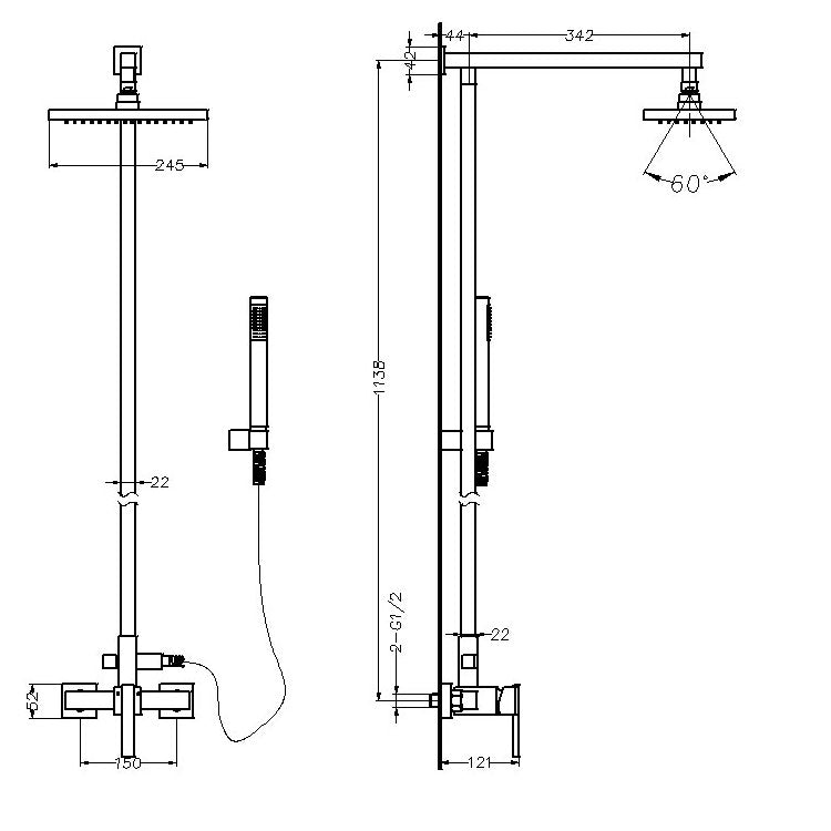 StoneArt Lecco 901930 chrome (Duschsystem mit Regendusche)