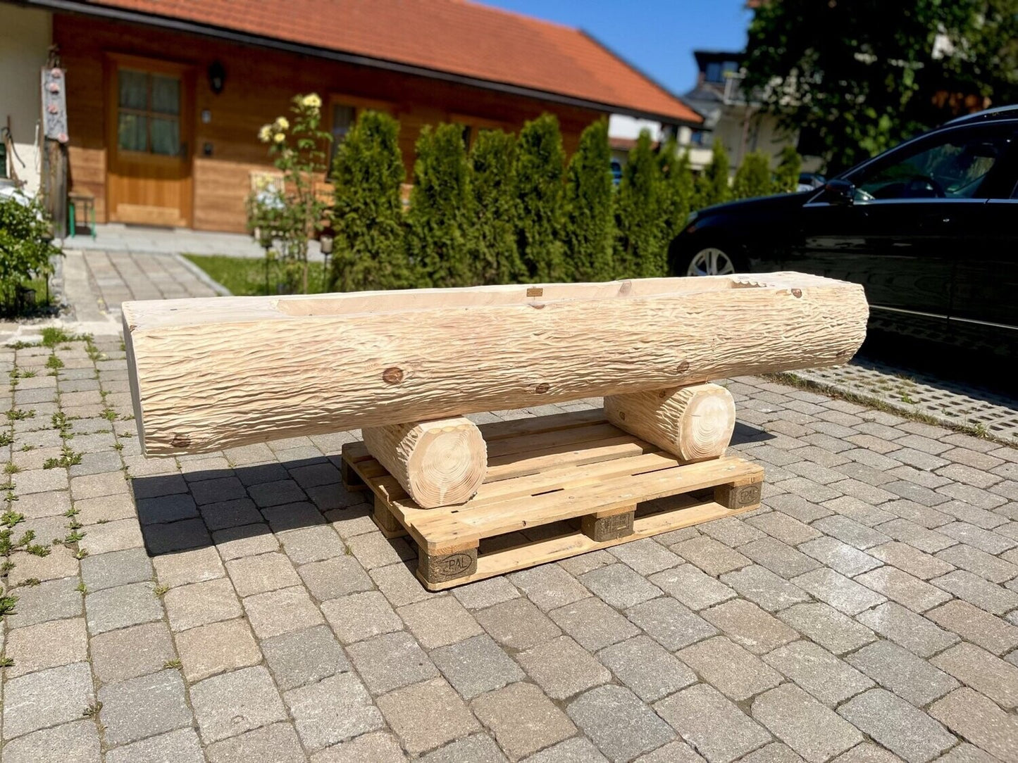 Holzbrunnen ,,Wallberg" Baumstammbrunnen aus Tannenholz strukturiert | diverse Größen & Optionen
