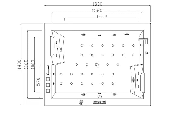 Whirlpool Torino Badewanne Indoor 180x142 cm