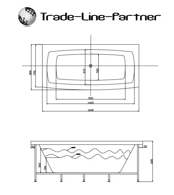 Whirlpool Torino Badewanne Indoor 160x80 cm