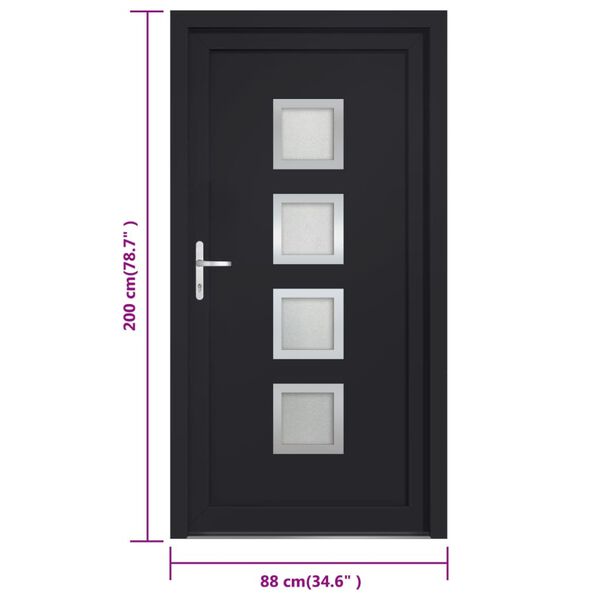 Haustür Eingangstür Anthrazit 88x200 cm PVC Links Türgriff