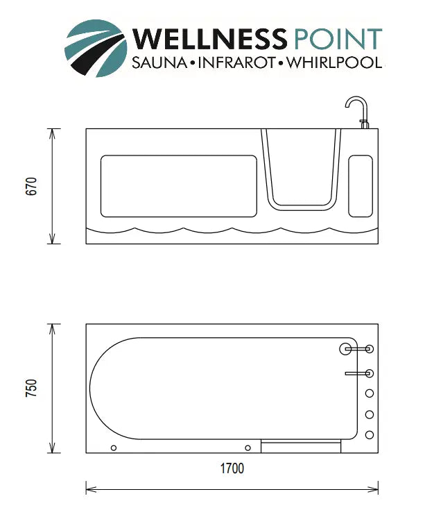 Seniorenbadewanne Firenze II Badewanne 170x75cm