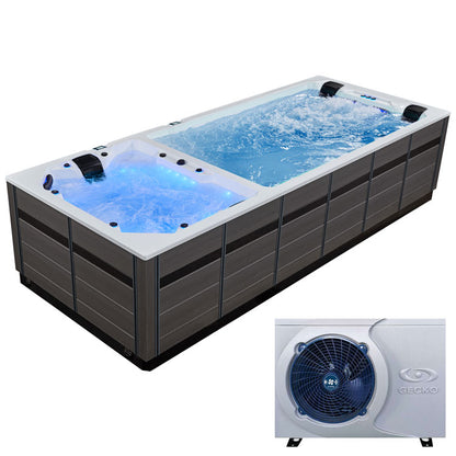 Swim Spa Whirlpool AWT Innovation590 Dual mit Wärmepumpe weiß 590x235 grau