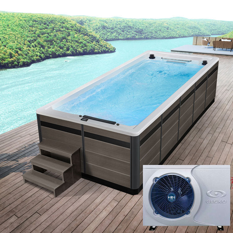 Swim Spa Whirlpool AWT Innovation550 mit Wärmepumpe weiß 550x230 grau