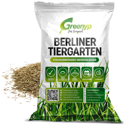 Greenyp Berliner Tiergarten Rasensamen | Strapazierfähiger Universalrasen