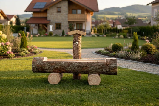 Holzbrunnen ,,Aiplspitz" Baumstammbrunnen mit Rinde