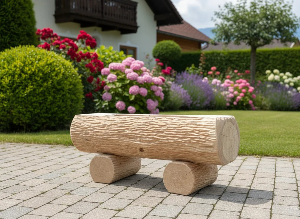 Holzbrunnen ,,Wallberg" Baumstammbrunnen aus Tannenholz strukturiert