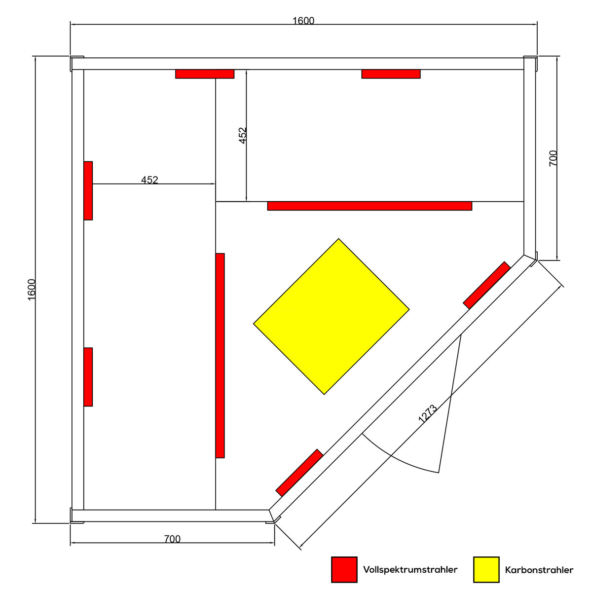 Dewello Infrarotkabine HALEY 160cm x 160cm