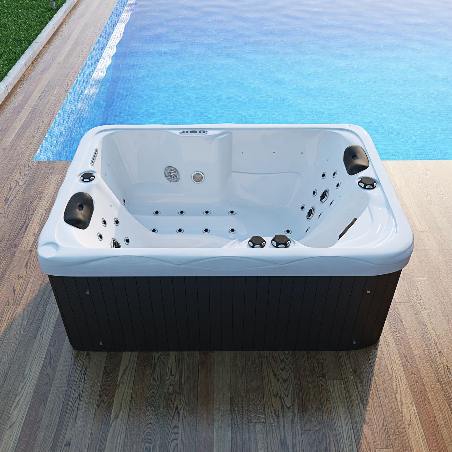 Outdoor Whirlpool für 2 Personen LEVANZO weiß 190x135cm