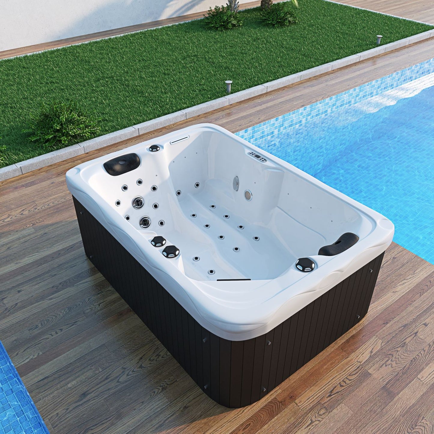 Outdoor Whirlpool für 2 Personen LEVANZO weiß 190x135cm