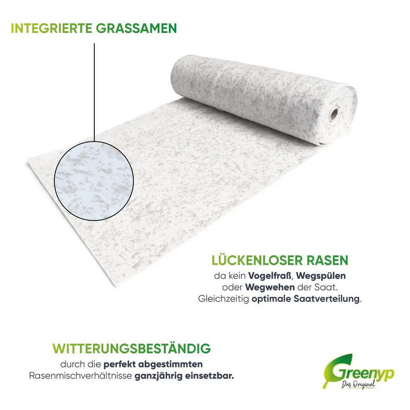 Greenyp All-In-One Rollrasen | Rasenmatte mit integrierten Rasensamen