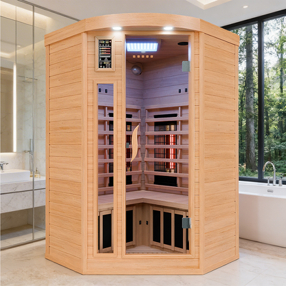 Dewello Infrarotkabine LAKEFIELD PRO Hemlock/Zeder 120x120