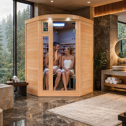 Dewello Infrarotkabine LAKEFIELD PRO Hemlock/Zeder 120x120