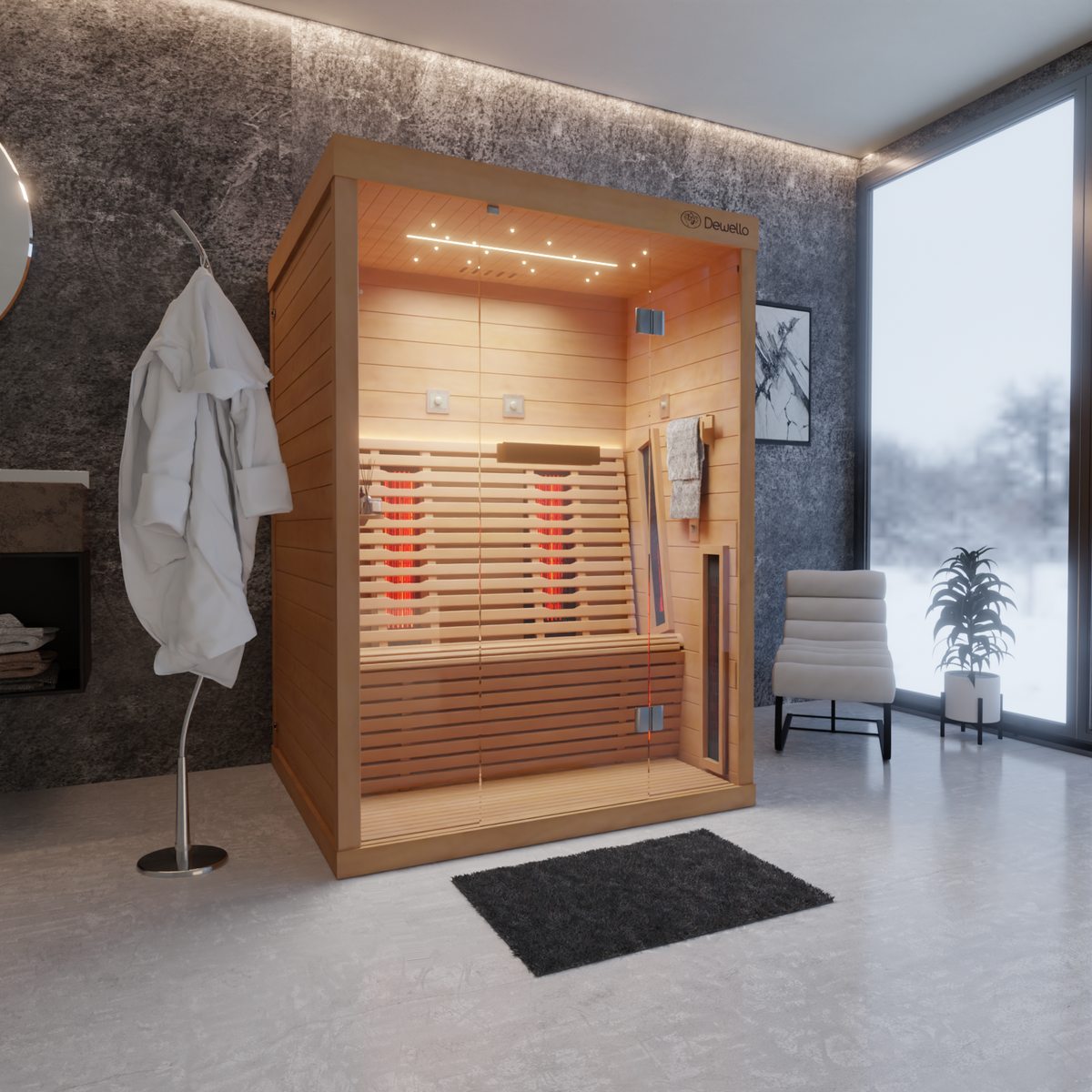 Dewello Infrarotkabine PALERMO 135x120 Dual-Therm