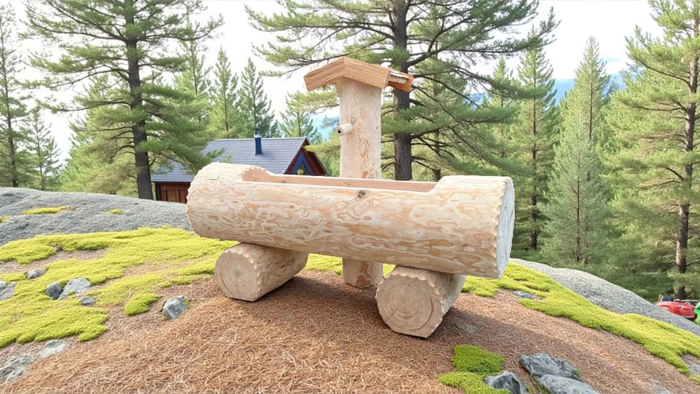 Holzbrunnen ,,Wilder Kaiser" Holztrog aus Tannenholz mit Struktur