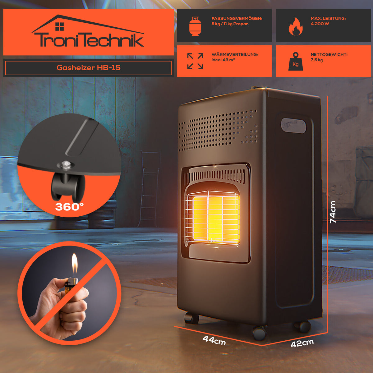 TroniTechnik Heizgerät Gasheizer Heizung