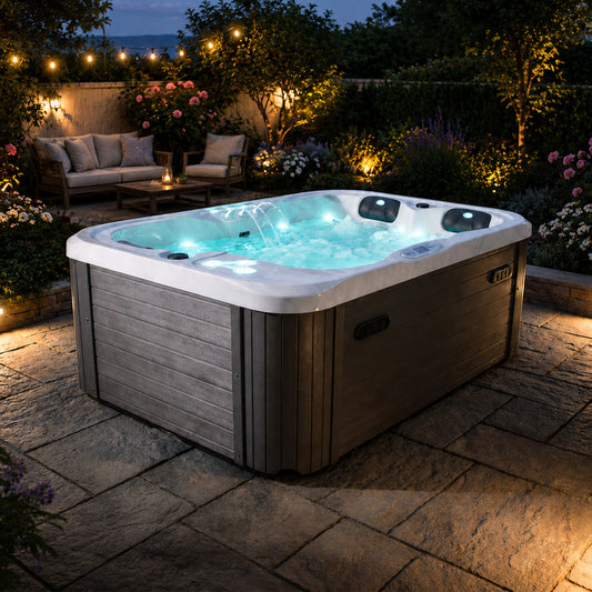 Outdoor Whirlpool Spa TINO PRO Weiß Silber Marmoriert 195cm x 127cm