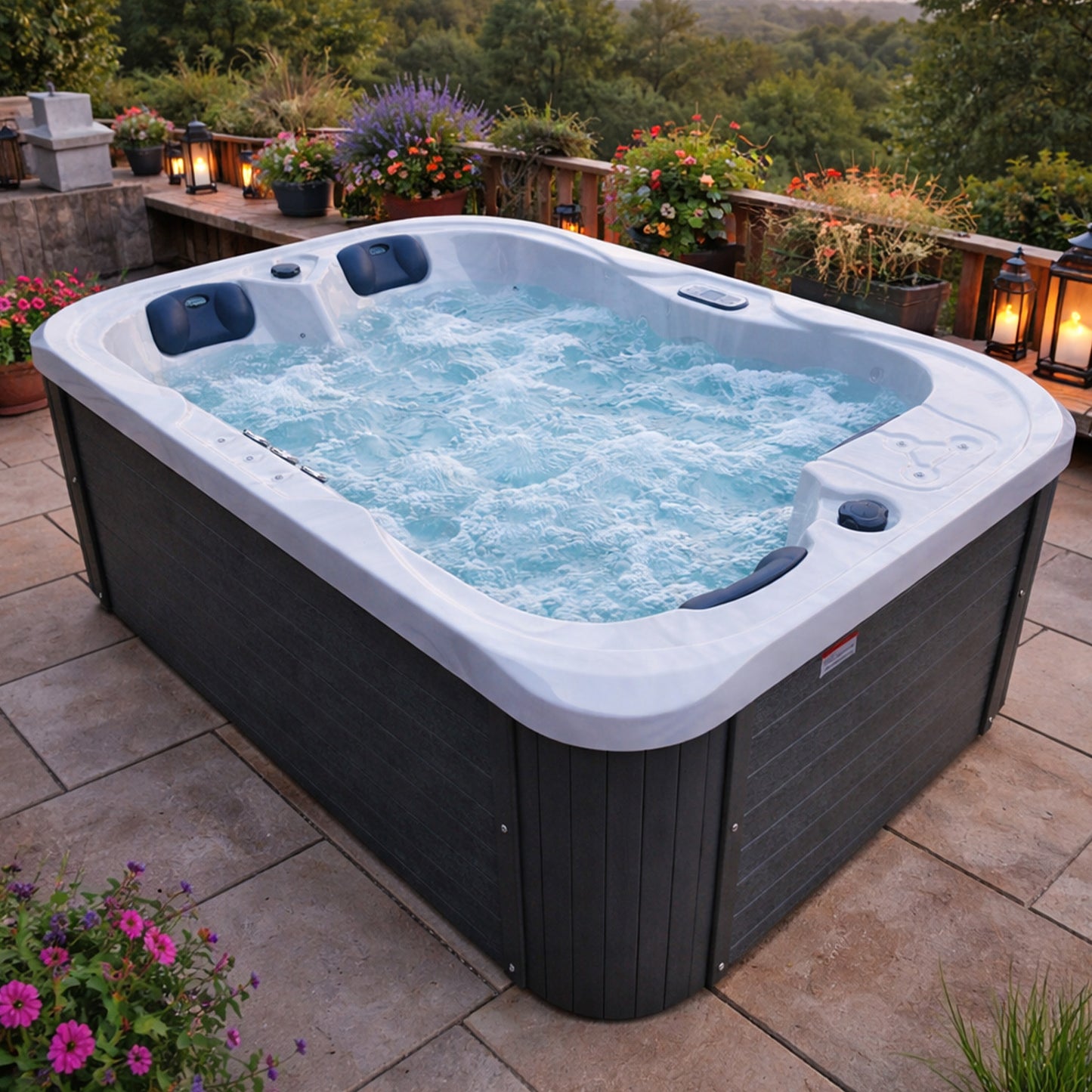 Outdoor Whirlpool Spa TINO PRO Weiß Silber Marmoriert 195cm x 127cm