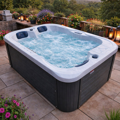 Outdoor Whirlpool Spa TINO PRO Weiß Silber Marmoriert 195cm x 127cm