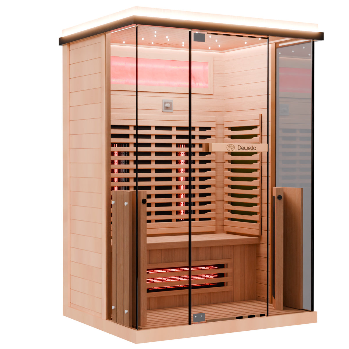 Dewello Infrarotkabine KENORA 130cm x 105cm mit Salzsteinoptik