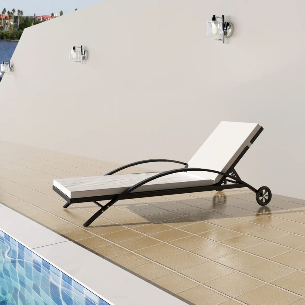 Sonnenliege Mit Auflage & Rädern Poly Rattan