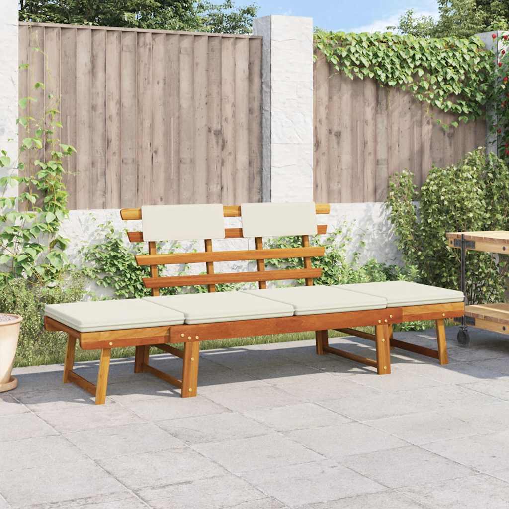 2-In-1 Gartenliege Mit Auflage 190 Cm Massivholz Akazie